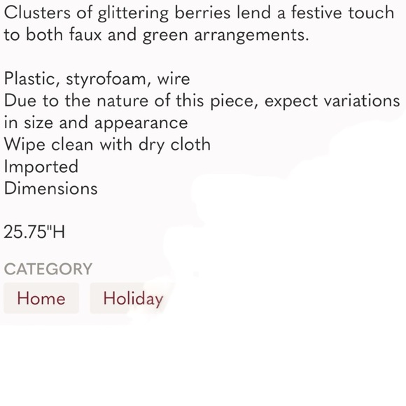 anthropologie glittering berry gold spray Holiday Christmas Decor Anthro Home - Picture 4 of 4